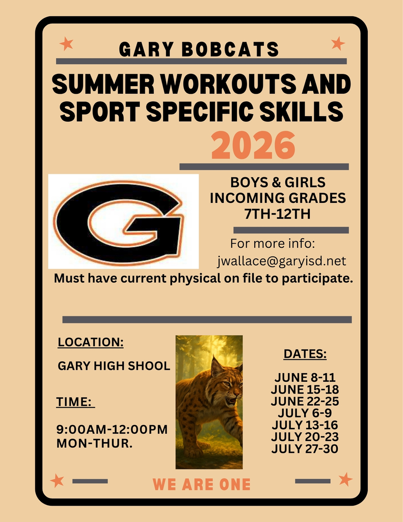 Summer workouts begin for boys and girls incoming grades 7th-12th starting June 8th!