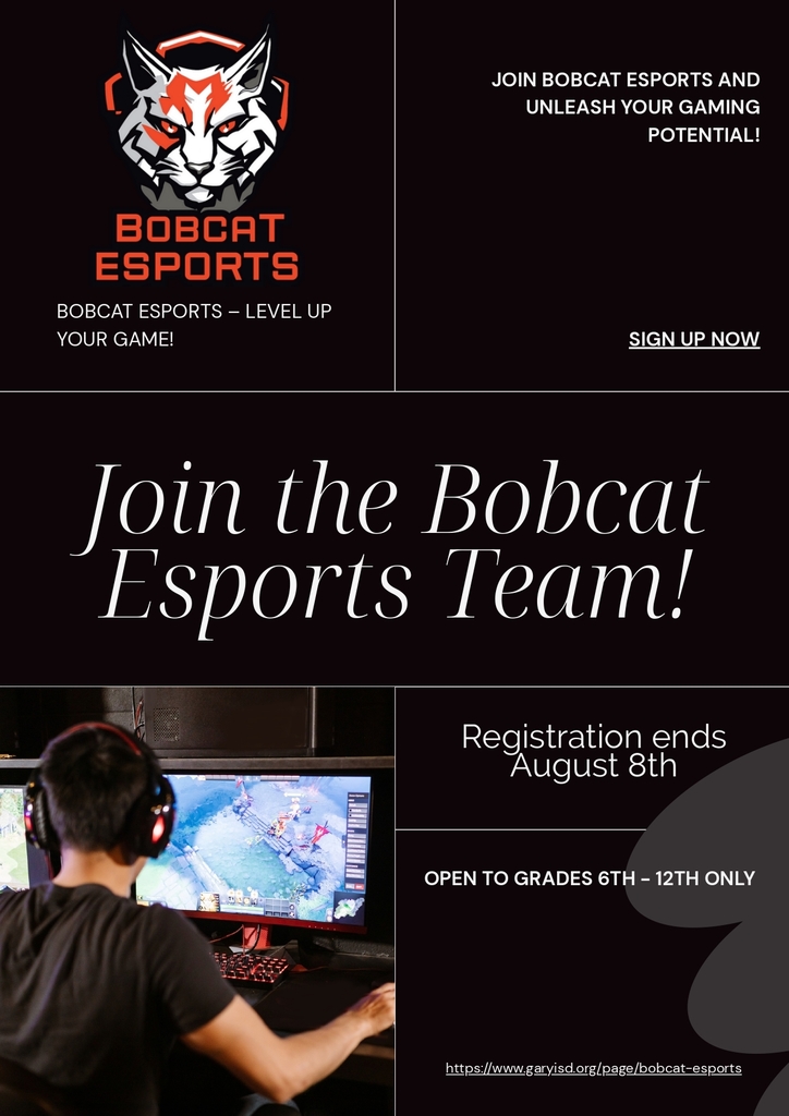 Join our team, go to https://forms.gle/7UePLu9Utg1PmtrV8 or visit the eSports page for the signup!