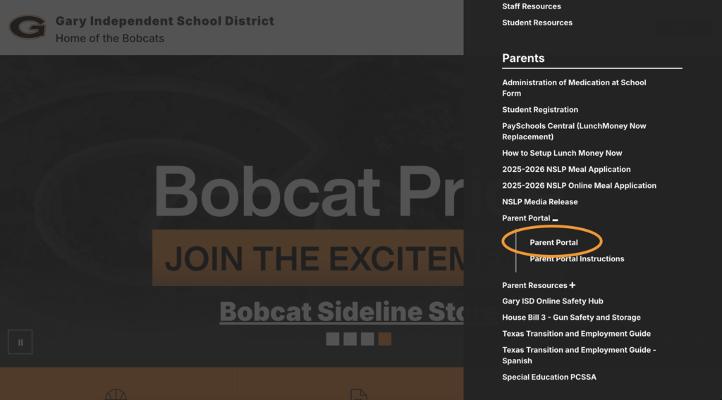 At garyisd.org, go to Parents and click on Parent Portal
