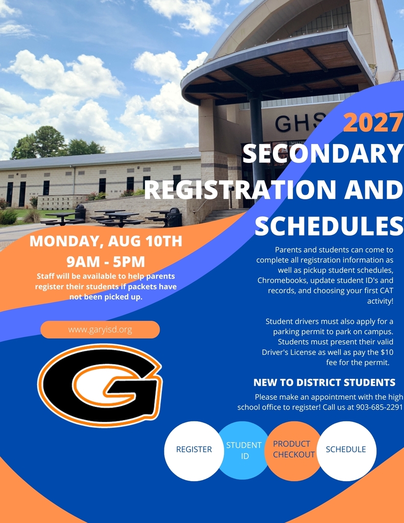 Secondary Registration Day will be held on Monday, August 10th