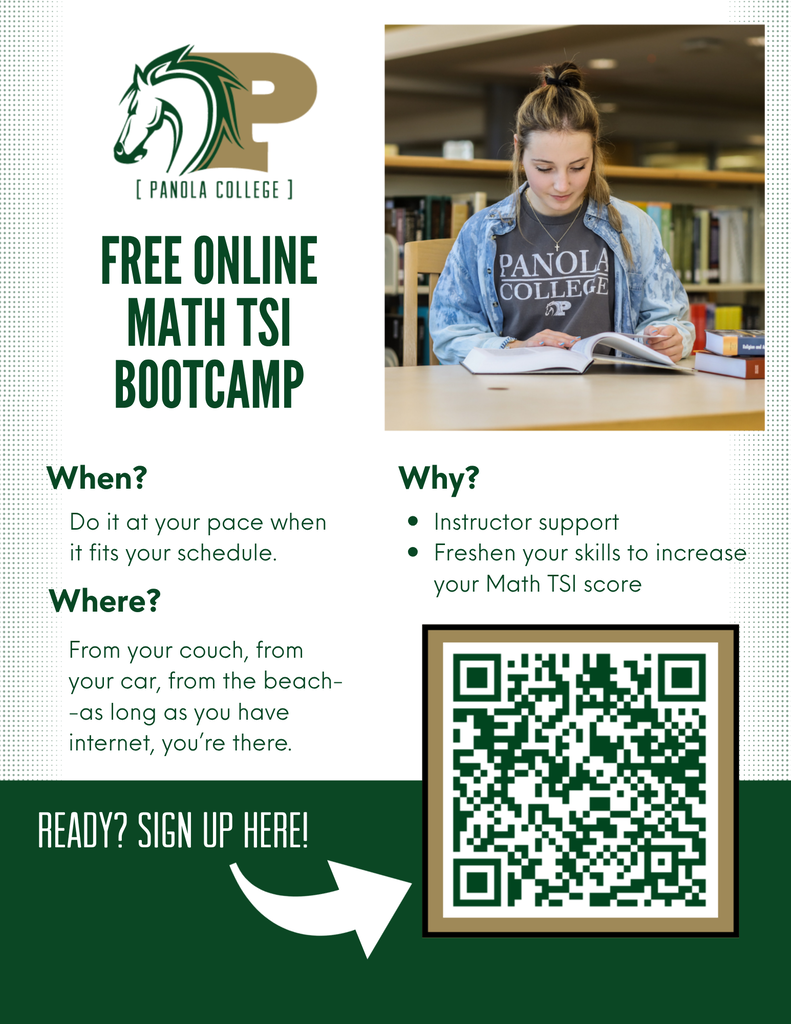 Free online Math TSI Bootcamp from Panola College! Details at https://tinyurl.com/3hhczwcd