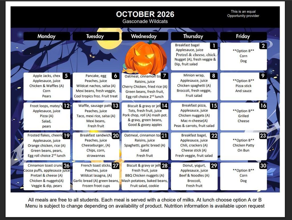 October Menu