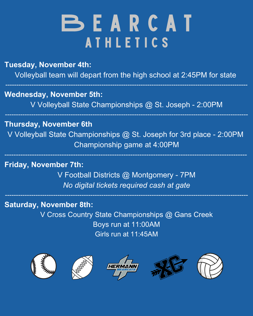 Athletics Nov 3-8