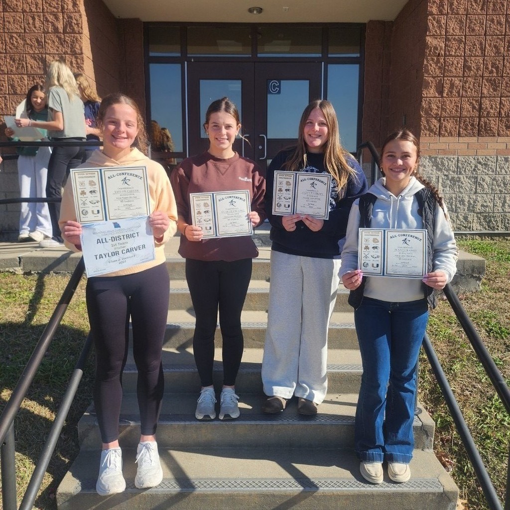 Taylor Carver, 1st Team All-District and Conference Pitcher, Charlee Englert All-Conference Honorable Mention, Alivia Witthaus 2nd Team All-Conference Player and Penny Cramer All-Conference Honorable Mention!