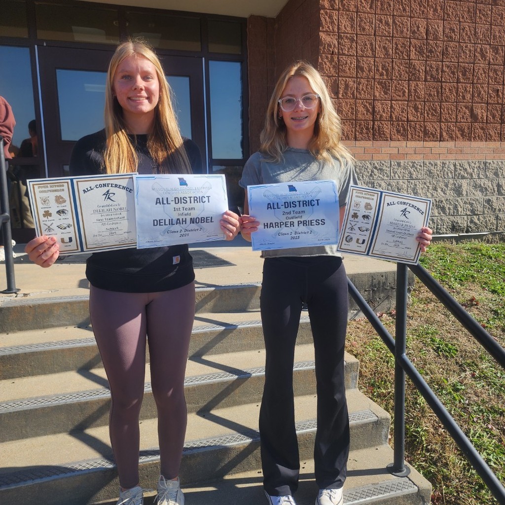 Delilah Nobel with 1st Team All-District and All-Conference Infield Honors and Harper Priess with 2nd Team All-District and All-Conference Honors!