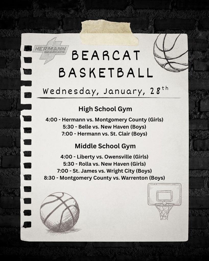 January 28th Hermann Invitational games & times 