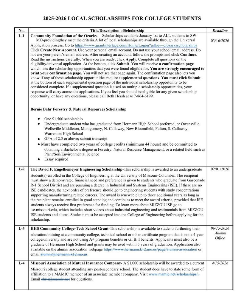 2025-2026 Scholarships 