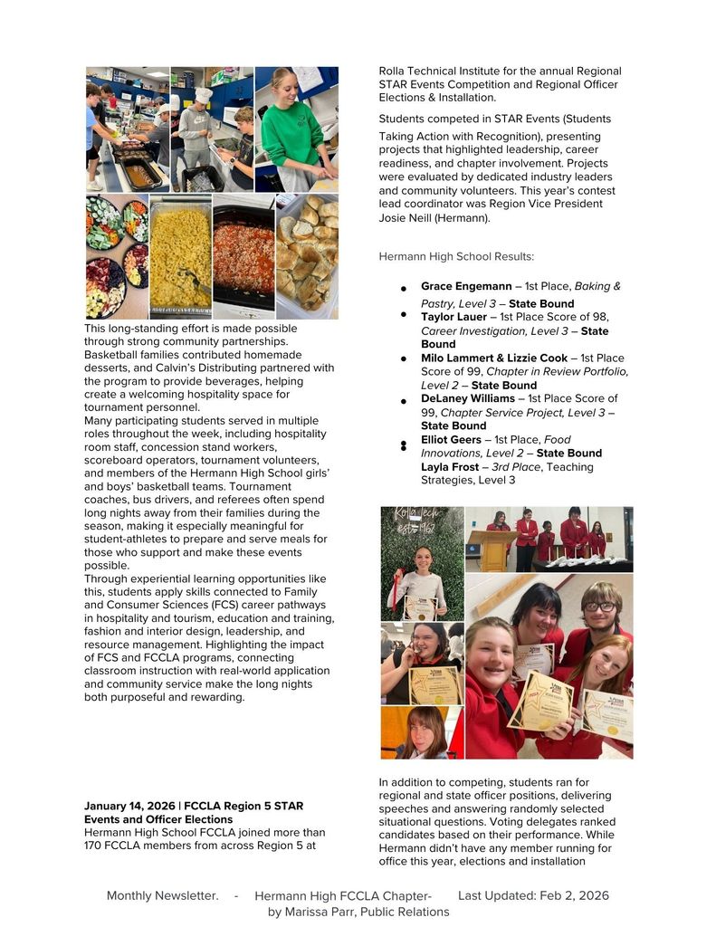 January FCCLA Monthly  