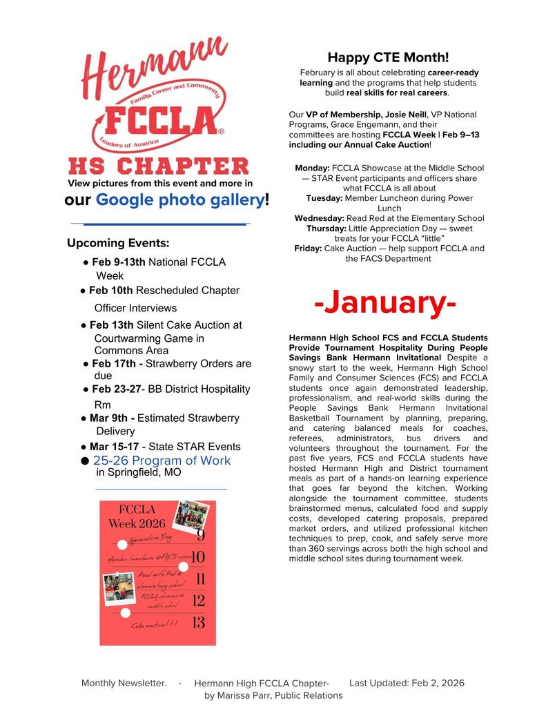January FCCLA Monthly  