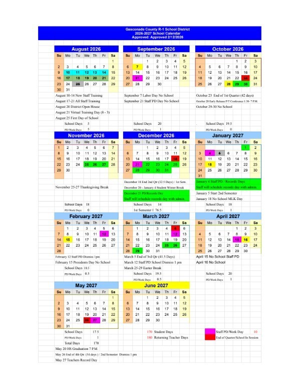 Public 2026-2027 School Calendar