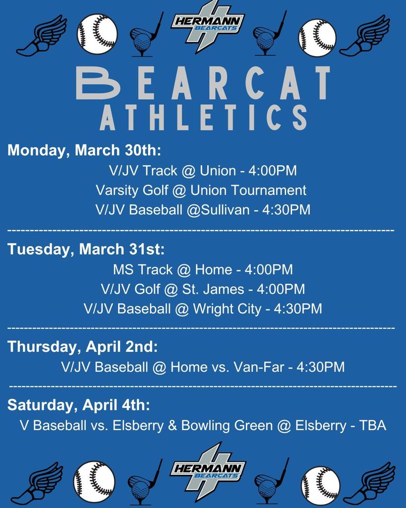 March 30 to April 4 bearcat athletics