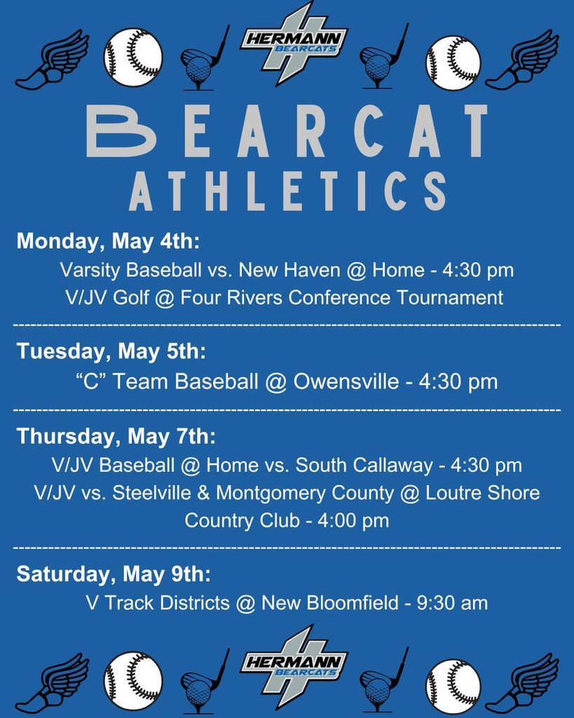 Bearcat Athletics May 4-9