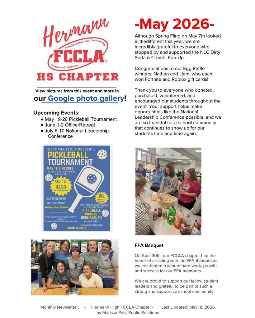 FCCLA May monthly news article
