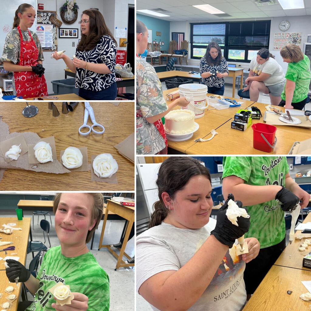 FCCLA learning how to decorate cakes from Little Bay Cakes