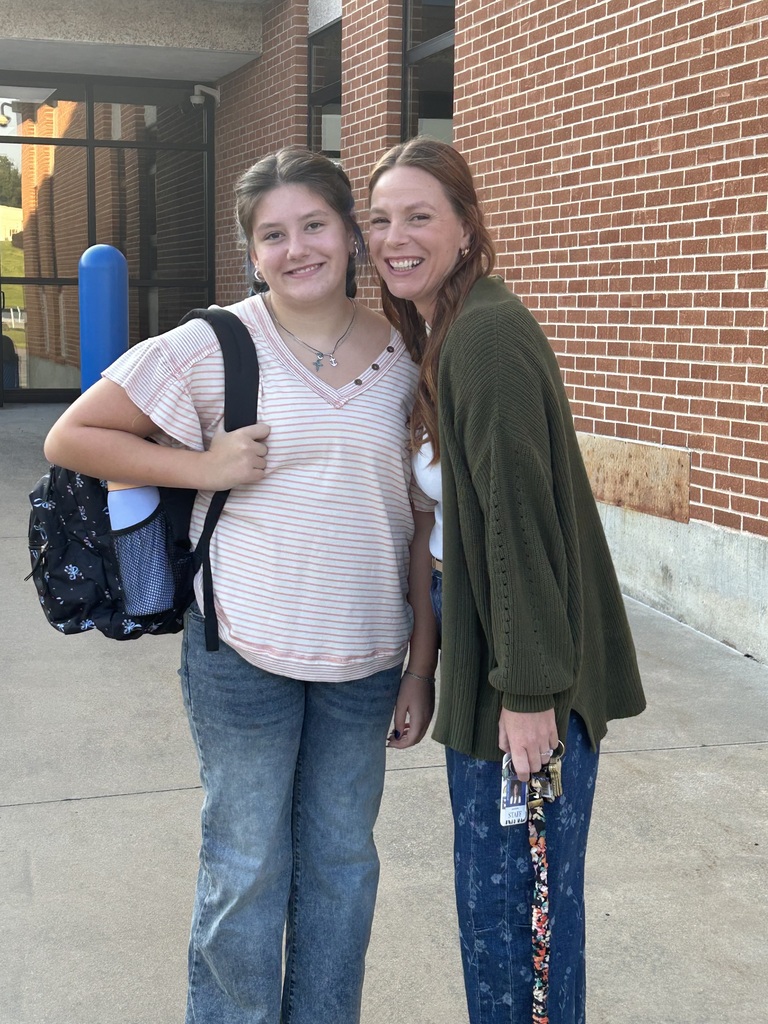Mrs. Mires and her daughter on the first day of school