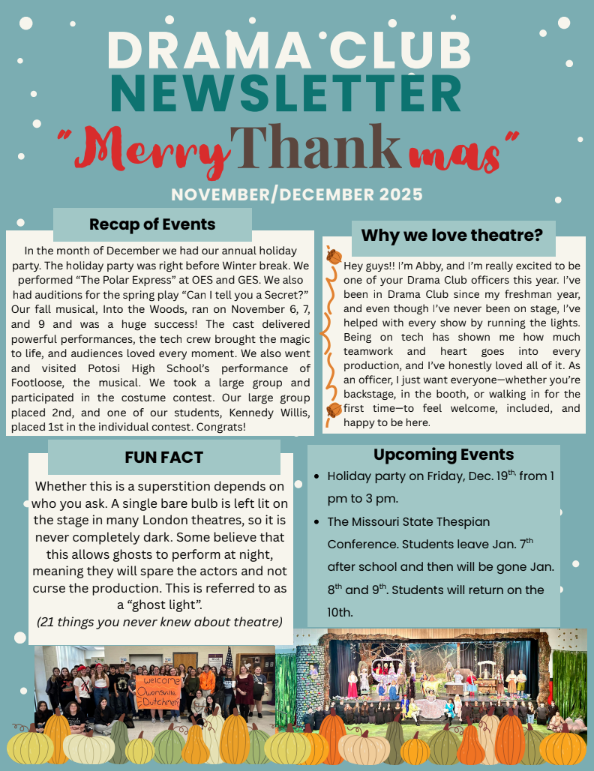 Drama Club Newsletter