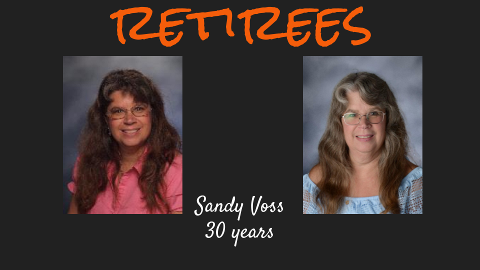Two smiling women, both wearing glasses, appear side by side. One wears a pink top, the other a blue one. Text above reads "RETTREES."