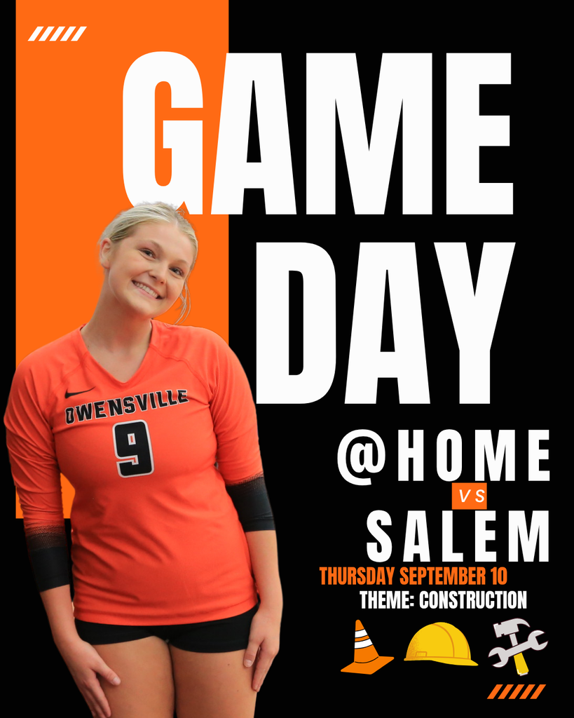 A female athlete in an orange jersey with number 9 stands in front of a black and orange background. Text reads "GAME DAY" and "Home vs Salem".