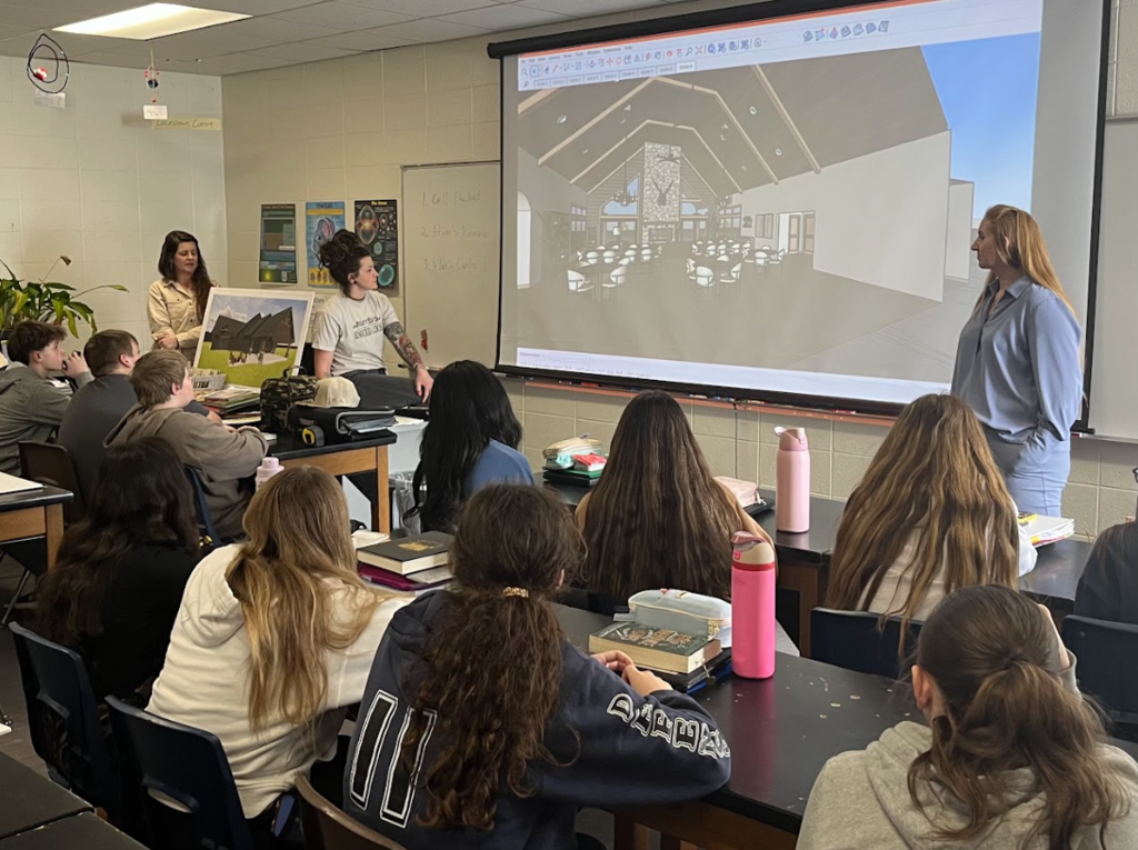 Students view presentation on Architecture