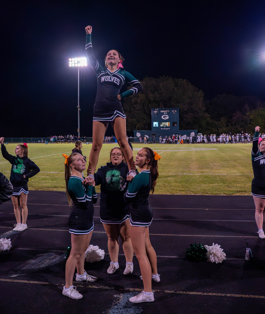 Cheerleaders leading the fans