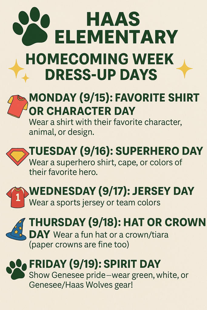 Haas Homecoming Dress Up Days 2025