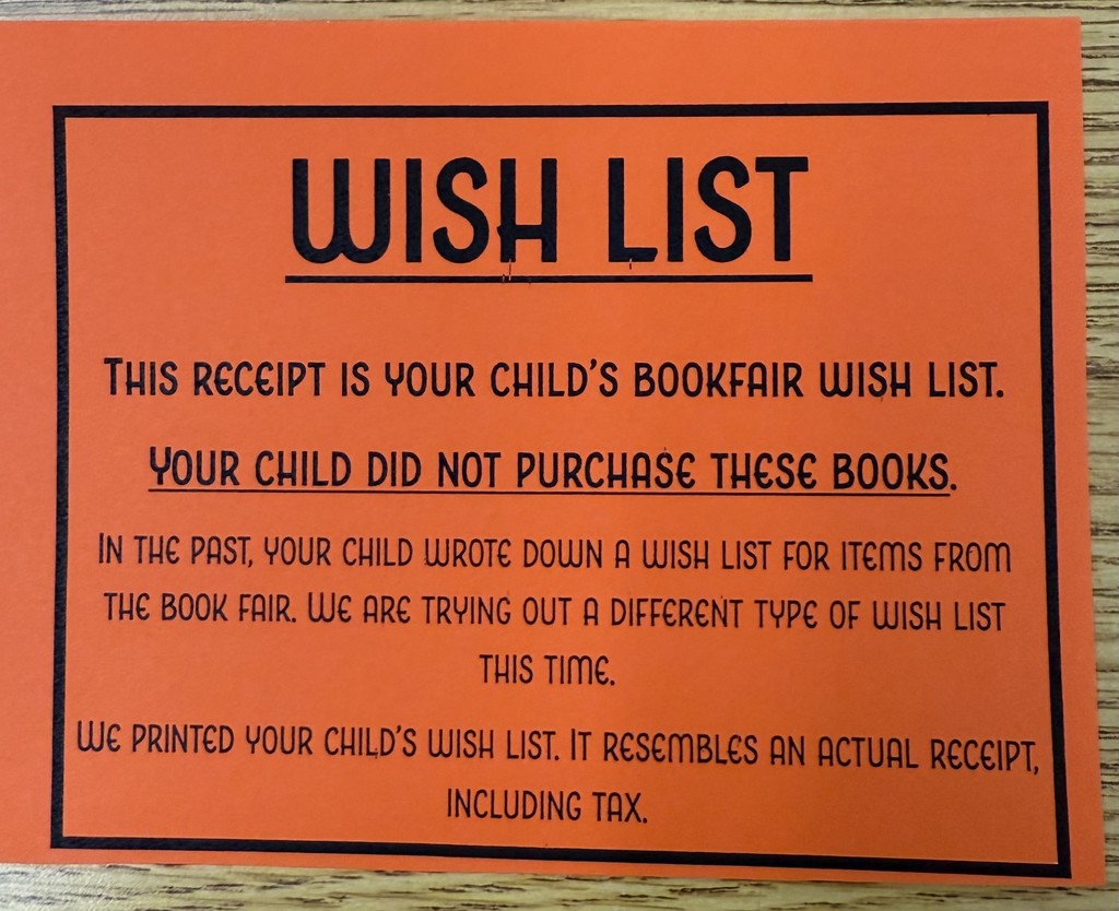Bookfair Wish List
