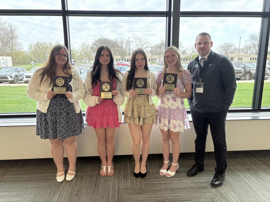From Left to Right, students - Devon Mullins, Kiera Little, Selena Hess-Lopez, Riley Lucas and principal/athletic director Jay Magro