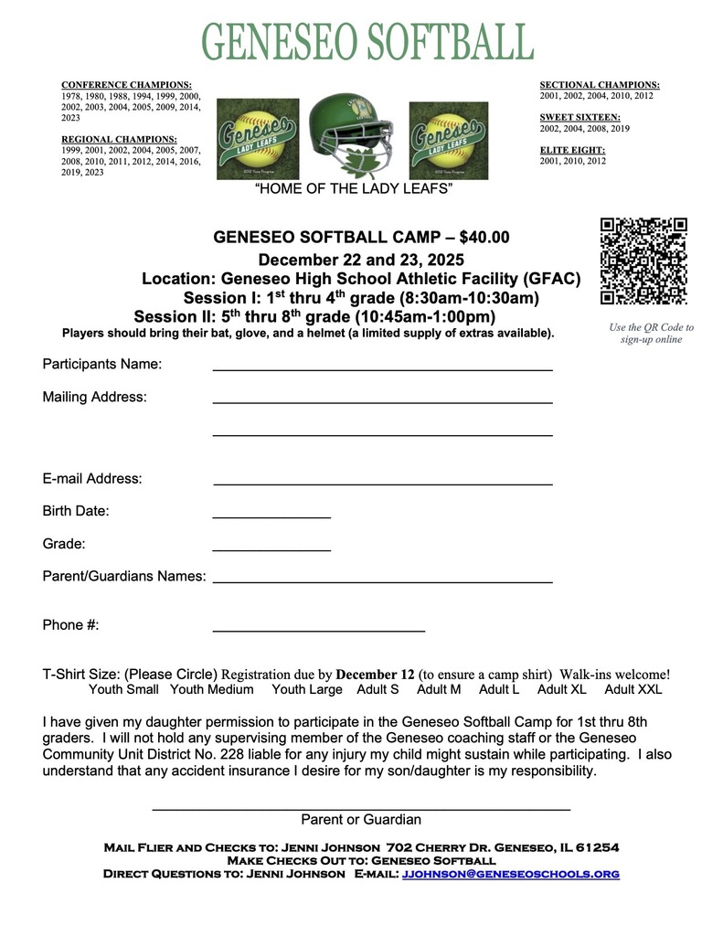 2025-2026 GHS Softball Camp