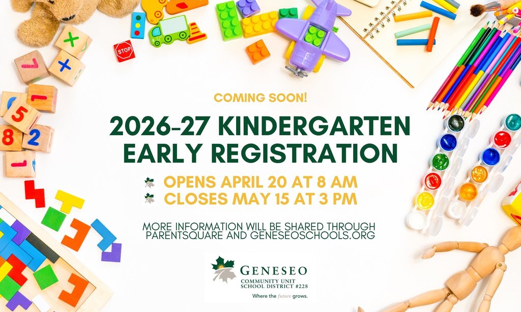 Kindergarten registration is almost here! Mark your calendar: Early registration for the 2026–27 school year opens April 20 and closes May 15.
