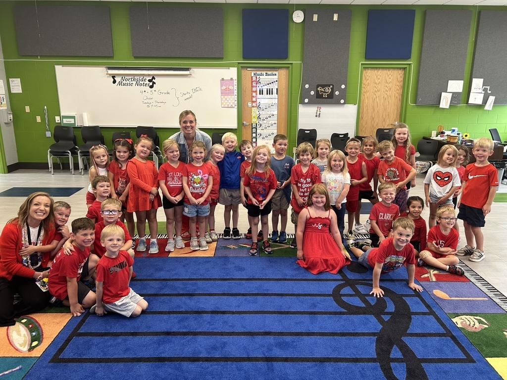 Northside kindergartners have been celebrating a different color each day. Students have been dressing in the color of the day and learning so much their first few weeks of school. They are off to a terrific start. Can you guess which color day it was today?