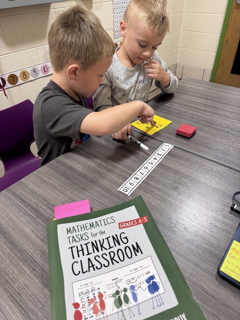 Our kindergarten mathematicians are stretching their thinking with a Building Thinking Classrooms task called Next Door Numbers!