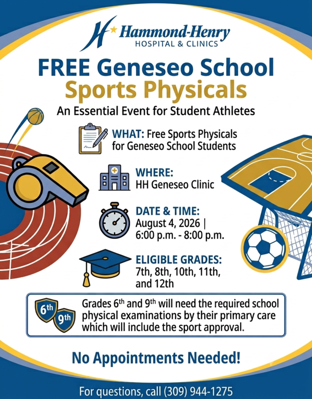 Free sports physicals offered for Geneseo student-athletes on Aug. 4