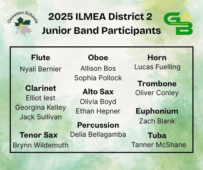 Geneseo students selected for ILMEA Senior Band and Orchestra Festival