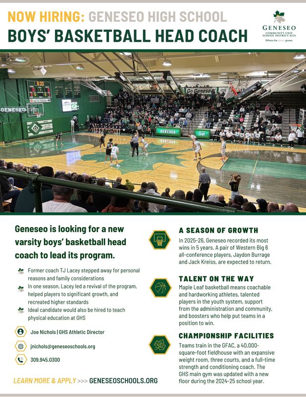 Geneseo seeks new leader for its boys' basketball program