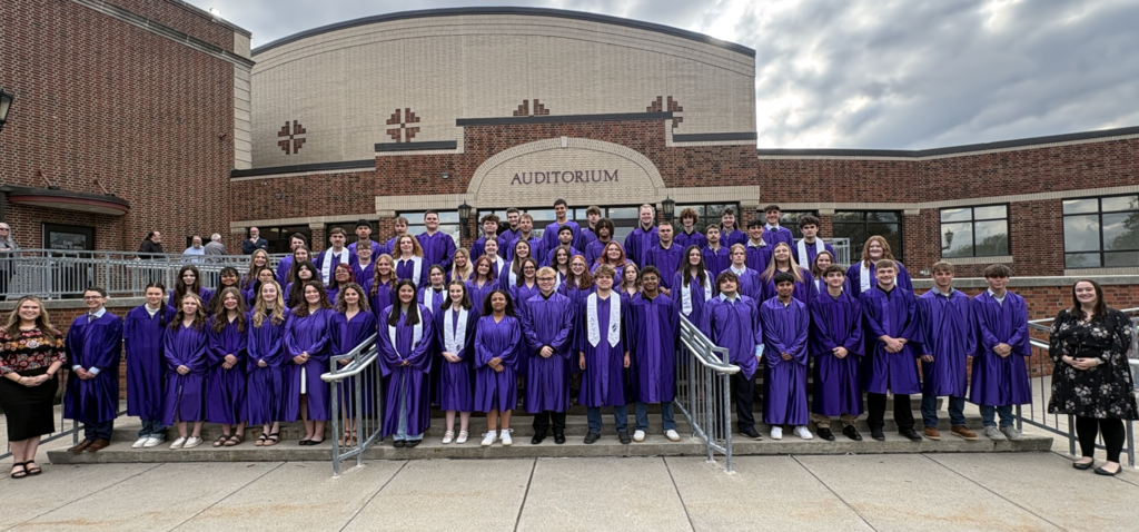 The 2025-2026 NTHS students in one photo as a large group with their advisors before the ceremony.  
