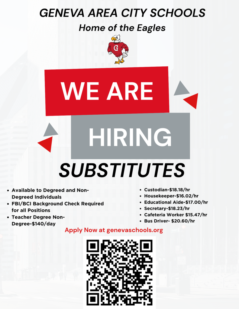 Geneva Substitute Positions Available