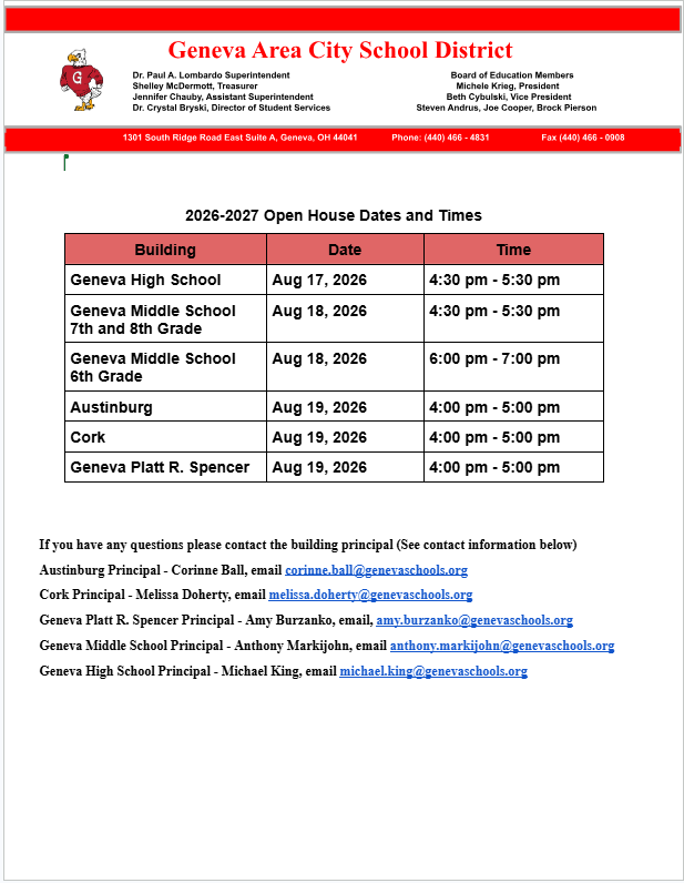 Geneva Open Houses 2026