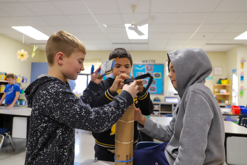image of students building prosthetic leg