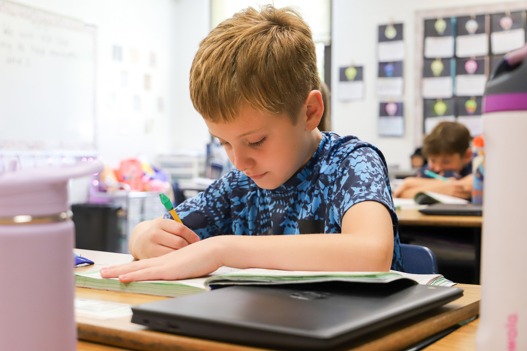 students working on math
