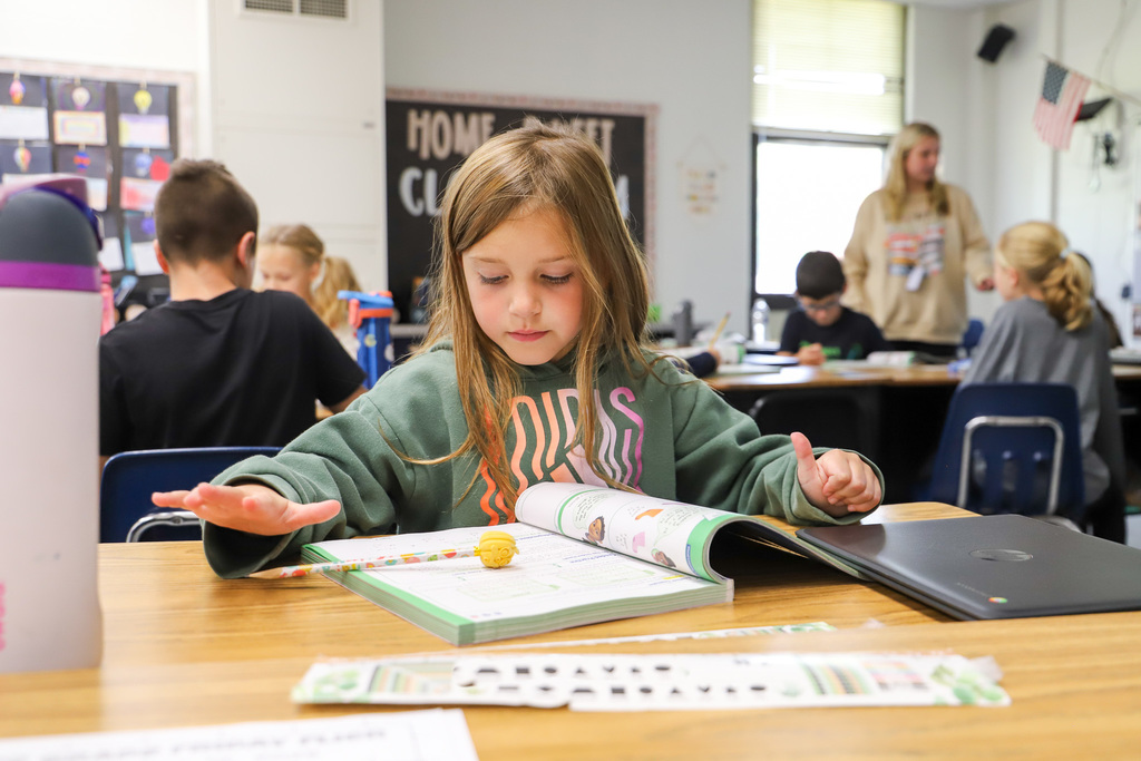 students working on math