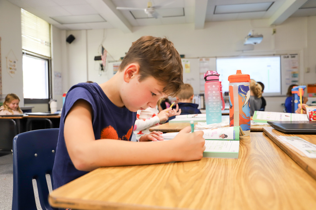 students working on math