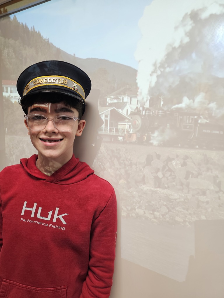 students with train gallery