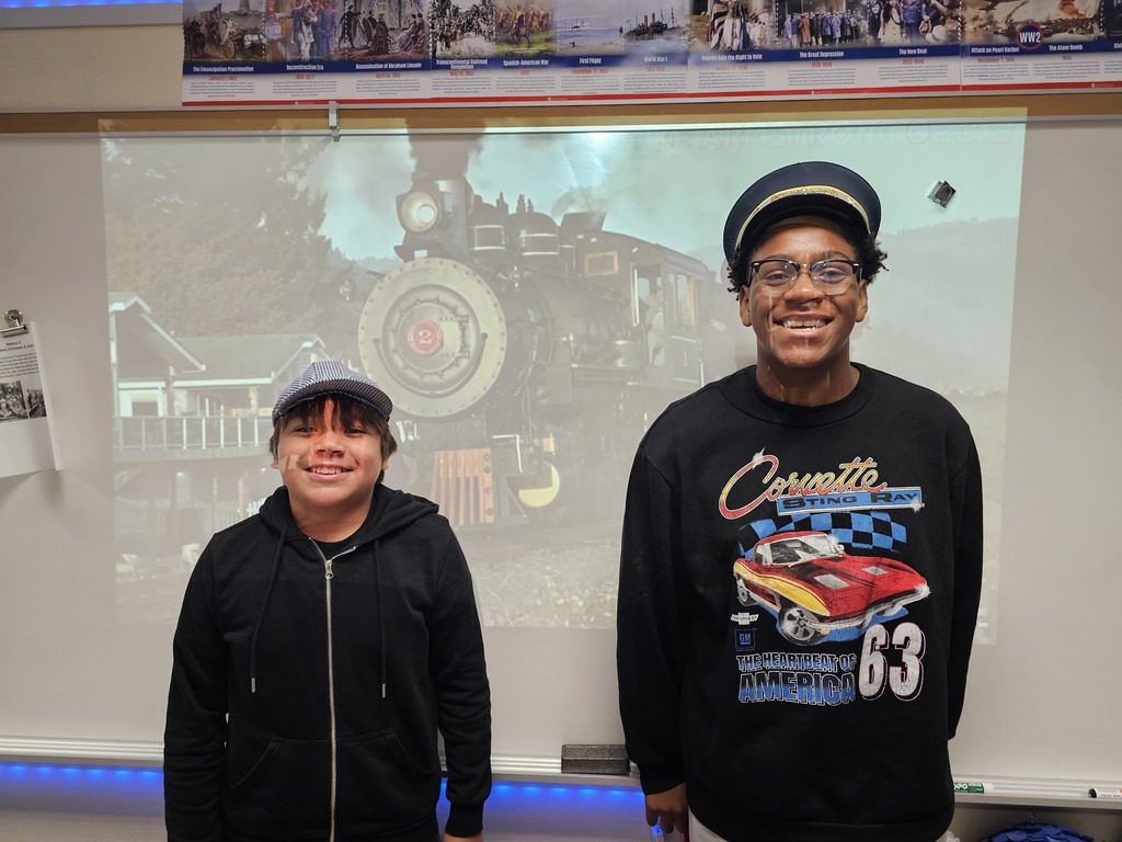 students with train gallery