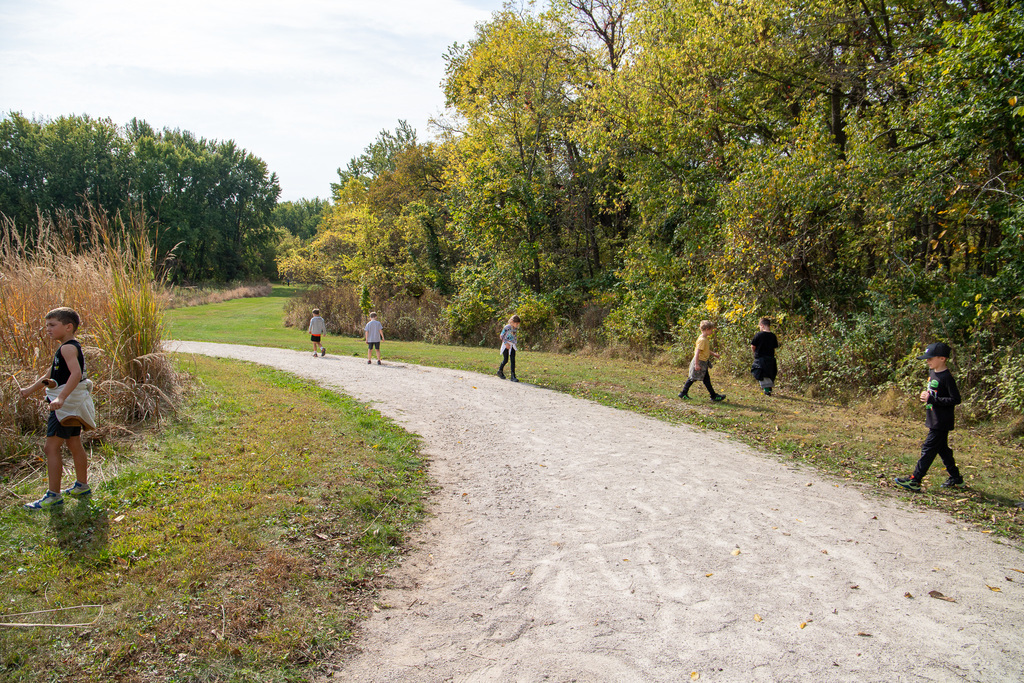 students on a hike