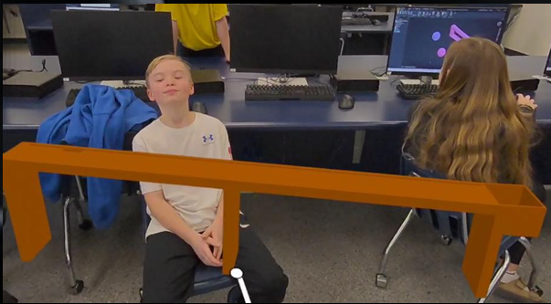 image of student looking at  3D imaging design