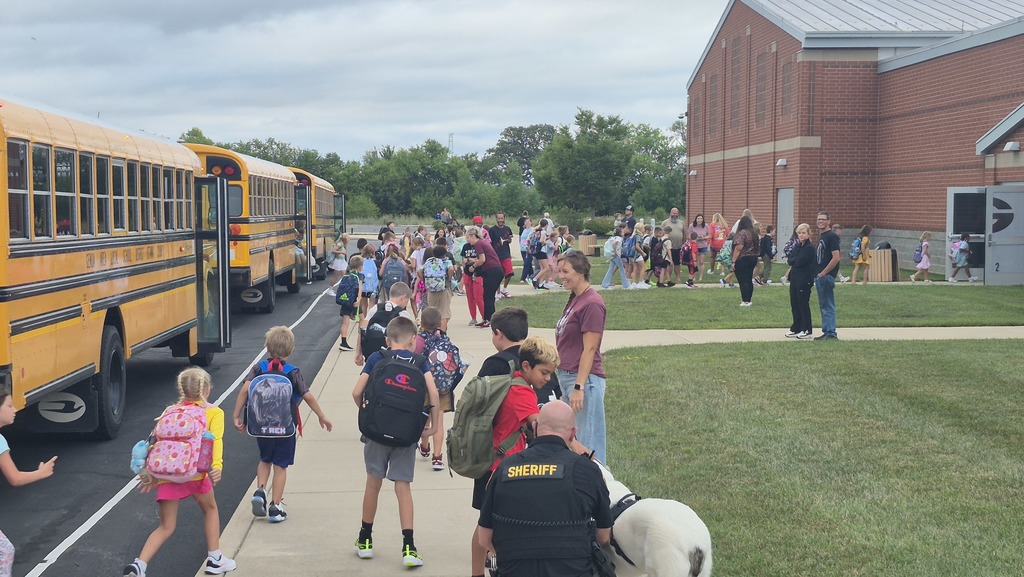 Morning bus drop at the elementary.