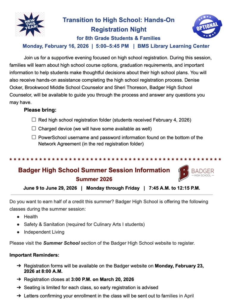 Transition to High School: Hands-On Registration Night for 8th Grade Students & Families