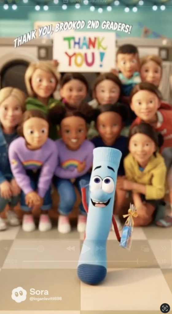 Thank you from The Lost Sock to 2nd grade