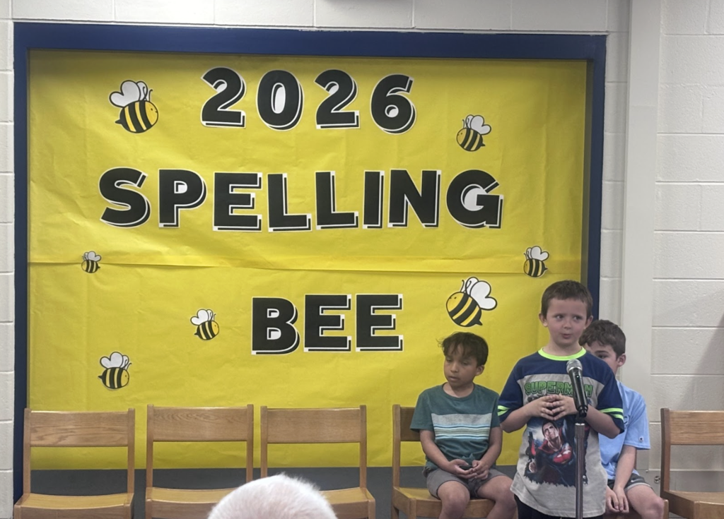 Another student partaking in the all school BES spelling bee 3