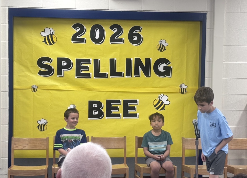 Another student partaking in the all school BES spelling bee